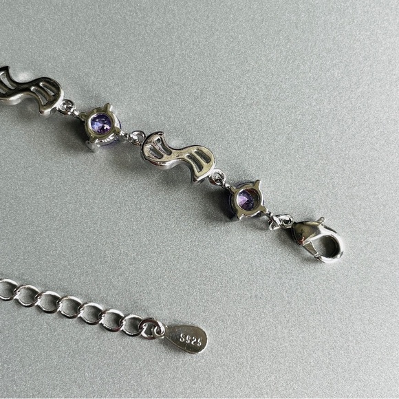 Amethyst CZ Sterling Silver Tennis Bracelet CHARMING - Picture 7 of 12